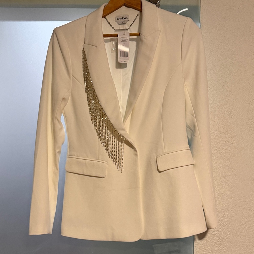 Bebe Cream Blazer with Silver Accents